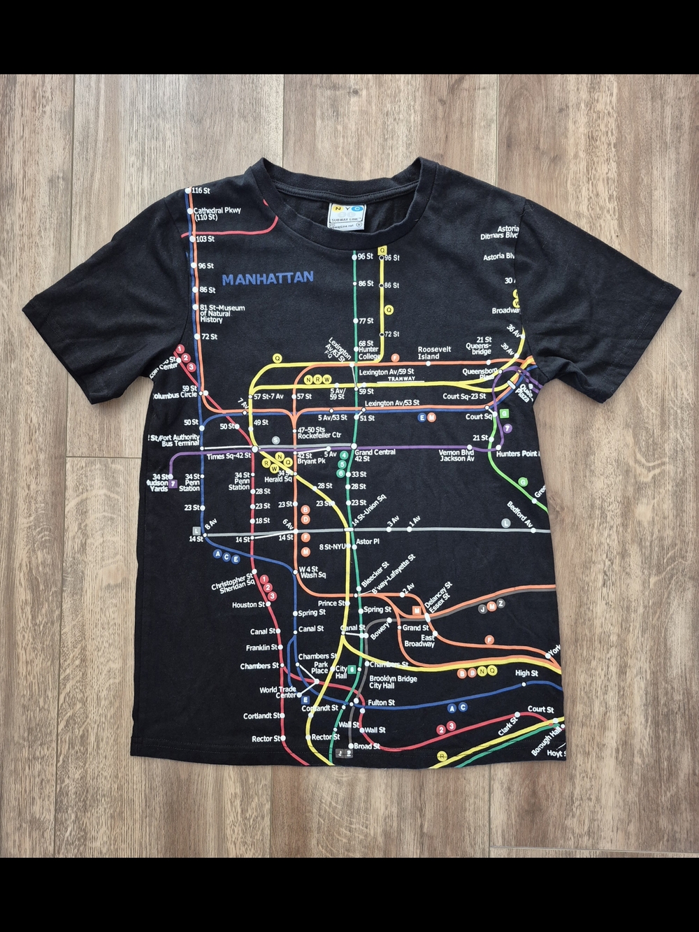 NYC New York Manhattan Transit Subway Line Black Graphic Tee